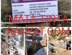 INSPEKTORAT DI MINTA SEGERA EVALUASI KEGIATAN PROYEK INFRASTRUKTUR PENGUATAN TEBING (TURAP), CIPANGODOKAN PASAR KEMIS.