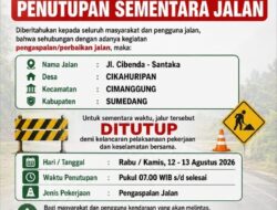 Pemdes Cikahuripan Umumkan Penutupan Sementara Jalan Cibenda-Santaka 12-13 Agustus 2026 untuk Pengaspalan